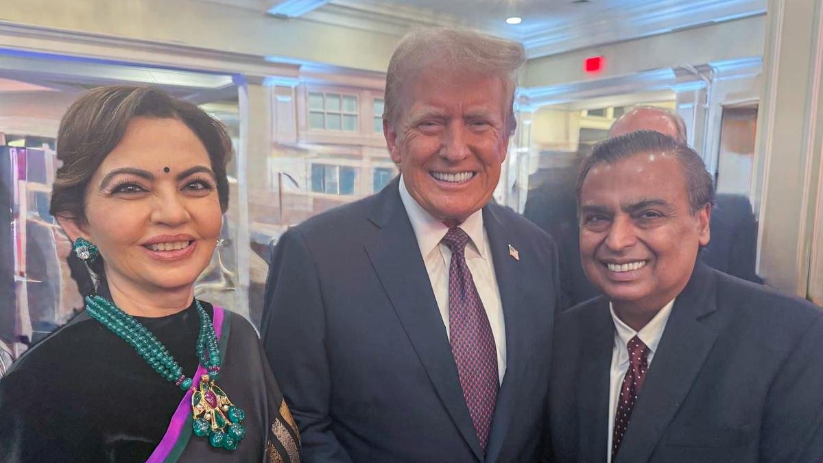 US President-elect Donald J Trump met Reliance Industries Chairman Mukesh Ambani & Founder & Chairperson of Reliance Foundation, Nita Ambani during a pre-swearing-in dinner ahead of the swearing-in ceremony, on January 19, 2025